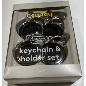 Heyday 4 Pack Keychain Holders for Apple AirTag Black Carabiner Clips New‎